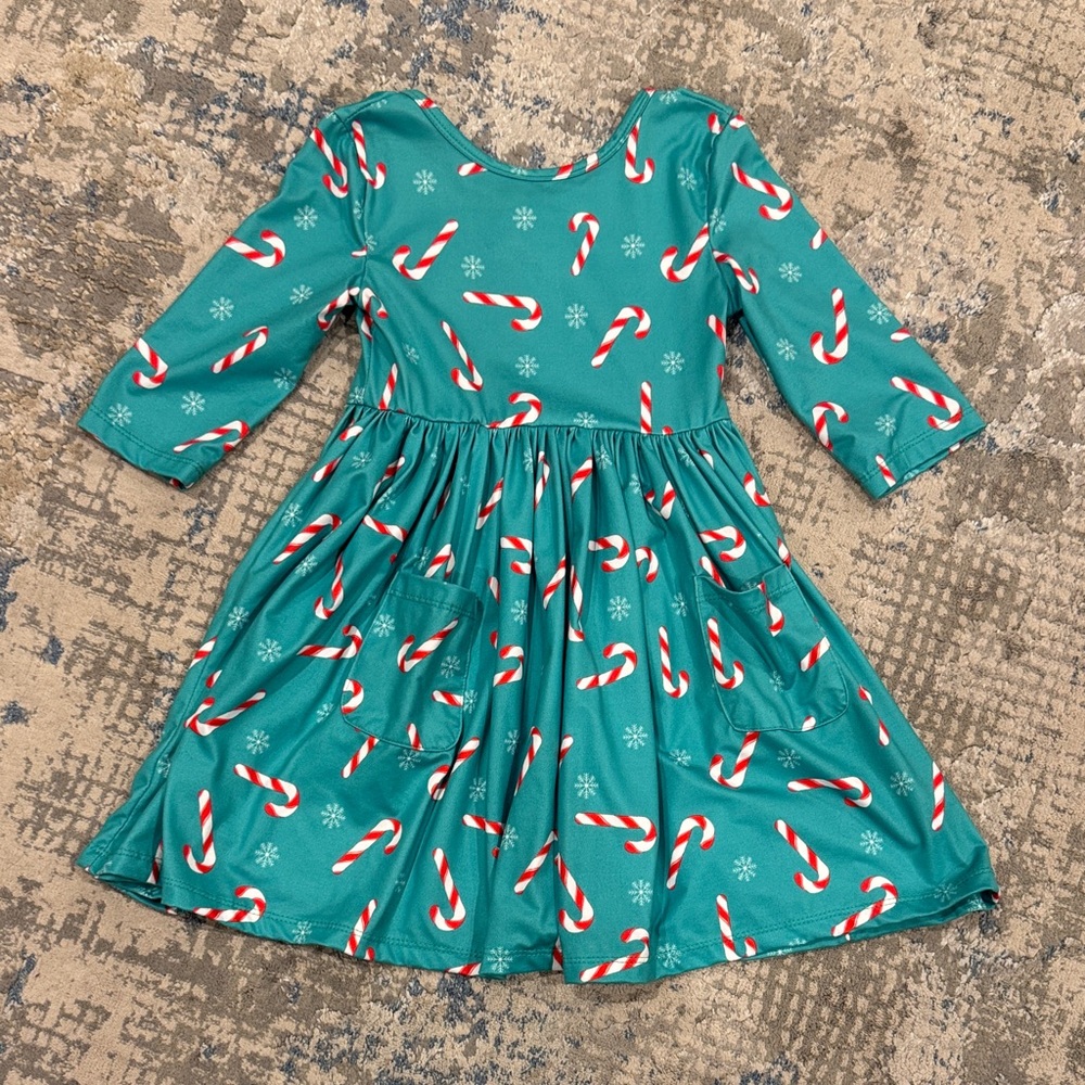 Green Candy Cane Twirl Dress Size 4T